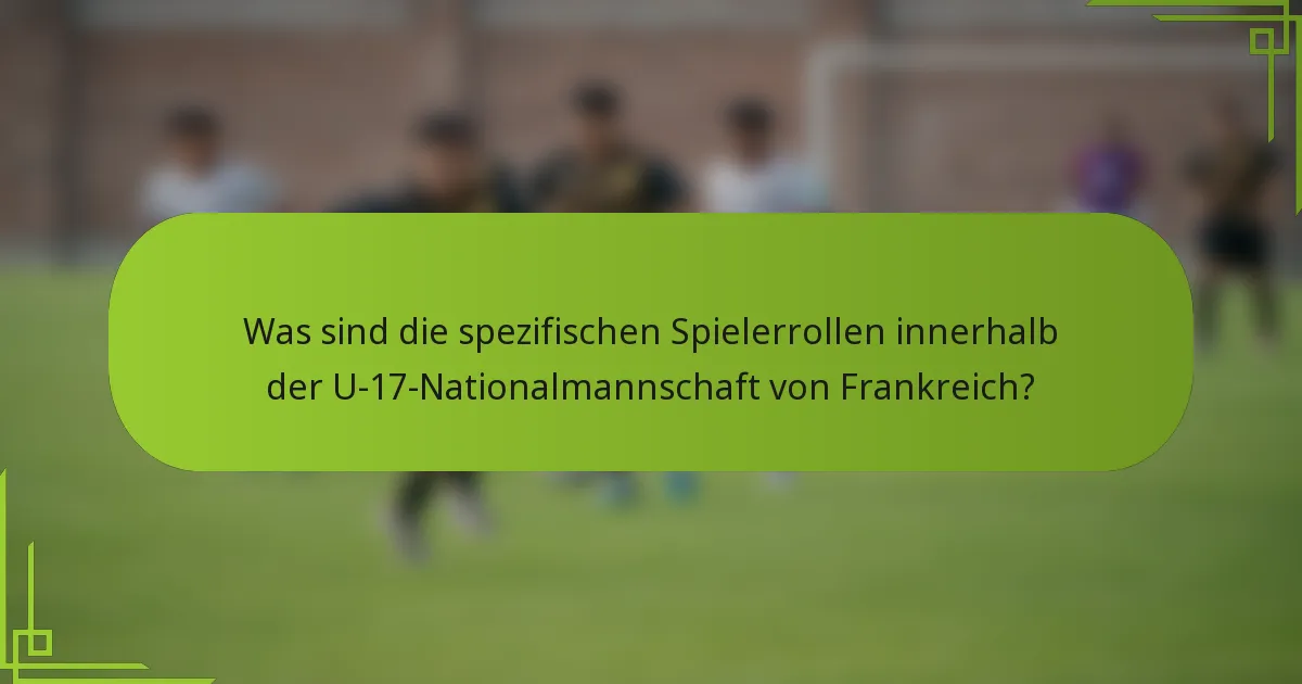 Was sind die spezifischen Spielerrollen innerhalb der U-17-Nationalmannschaft von Frankreich?