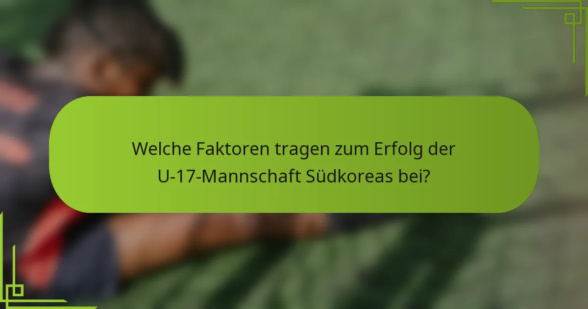 Welche Faktoren tragen zum Erfolg der U-17-Mannschaft Südkoreas bei?