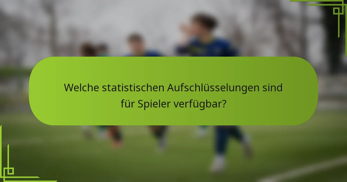 Welche statistischen Aufschlüsselungen sind für Spieler verfügbar?