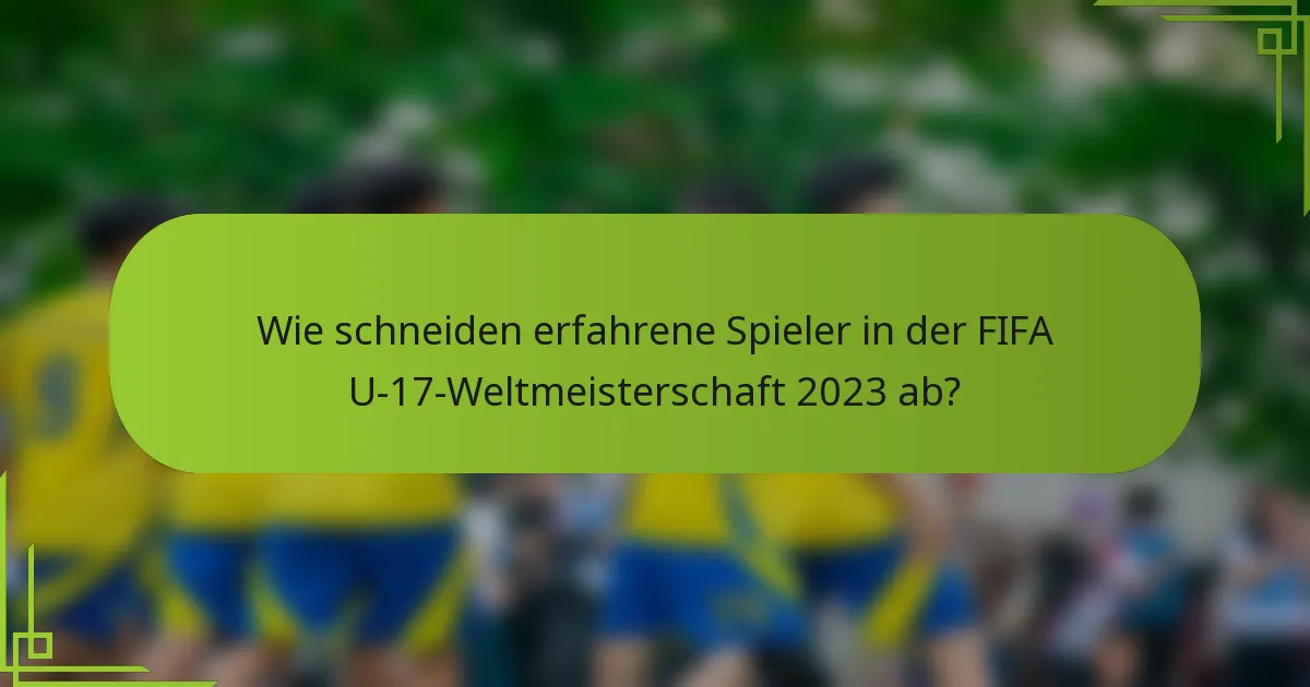 Wie schneiden erfahrene Spieler in der FIFA U-17-Weltmeisterschaft 2023 ab?