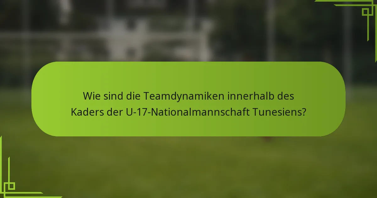 Wie sind die Teamdynamiken innerhalb des Kaders der U-17-Nationalmannschaft Tunesiens?